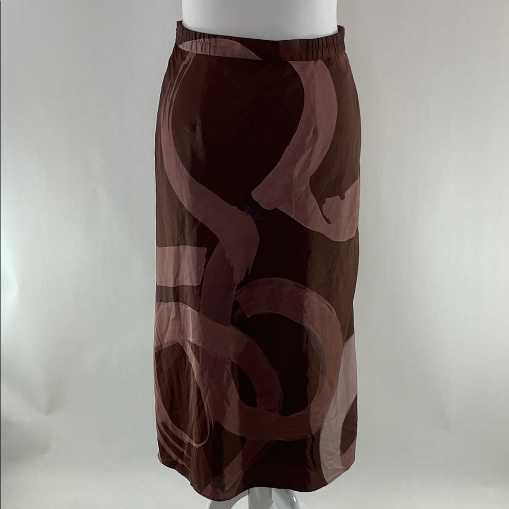 Slate & Willow Abstract Satin Slip Skirt, L - Picture 8 of 12